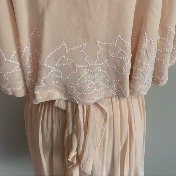 Free People Chiffon Beaded Wrap Belted Ruffle Front Dress - Picture 3 of 12